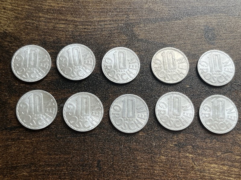 Austria Lot Of 10 Ten Coins 10 Groschen Beautiful Coins Lot 33