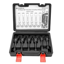 6PCS Long Flex Head Crows Foot Line Wrench Set, 3/8" Drive Injector Fuel Line...