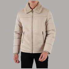 Guess giacca beige eco montone con trapunta giubbino uomo M5BL79 W2292 G1CA
