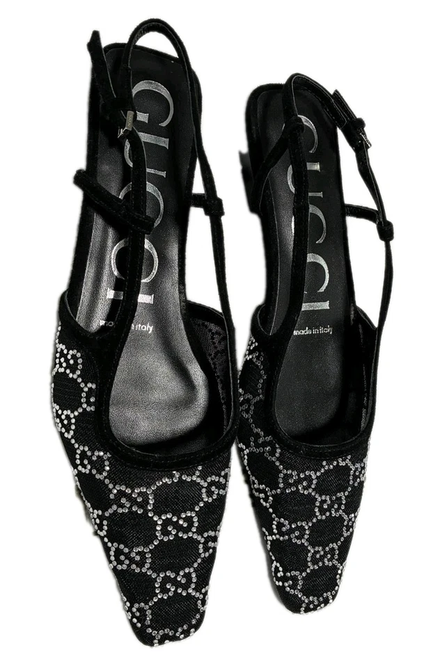 Gucci Sandal, Crystal GG Monogram Demi Mesh Slingback. (CH) - Image 4 of 4