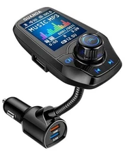 Upgraded Bluetooth FM Transmitter for Car, Fast Charge 18W + 2.4A/5V Black