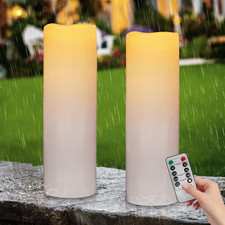 14" X 4" Large Outdoor Candles with Remote: Battery Operated LED Flameless Candl