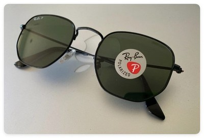 RAY BAN RB3548N 002 58 Black Hexagonal 51 mm Unisex Polarized Sunglasses