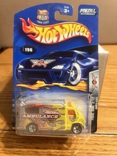 Hot Wheels Final Run Ambulance Yellow Silver Chrome 5 Spokes 2003 #196 🛞🛞🛞