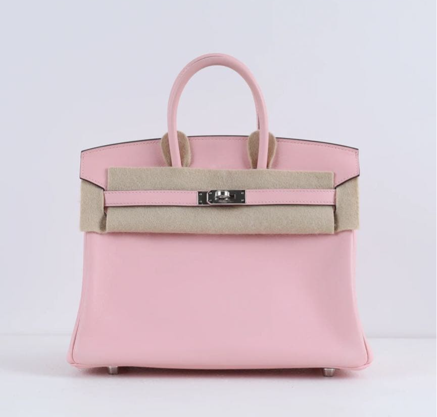 Hermes Paris Birkin 25 Handbag Rose Sakura Pink Leather Silver Cadena Japan Auth, image 3 of 5