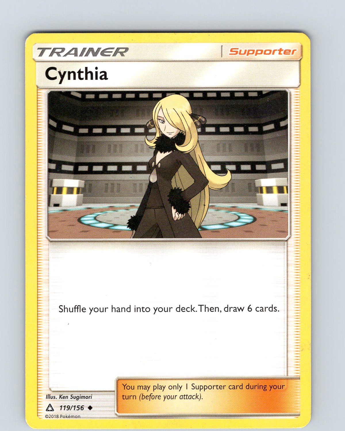 Pokemon TCG Cynthia S&M Ultra Prism 119/156 Regular Uncommon Card Played LP