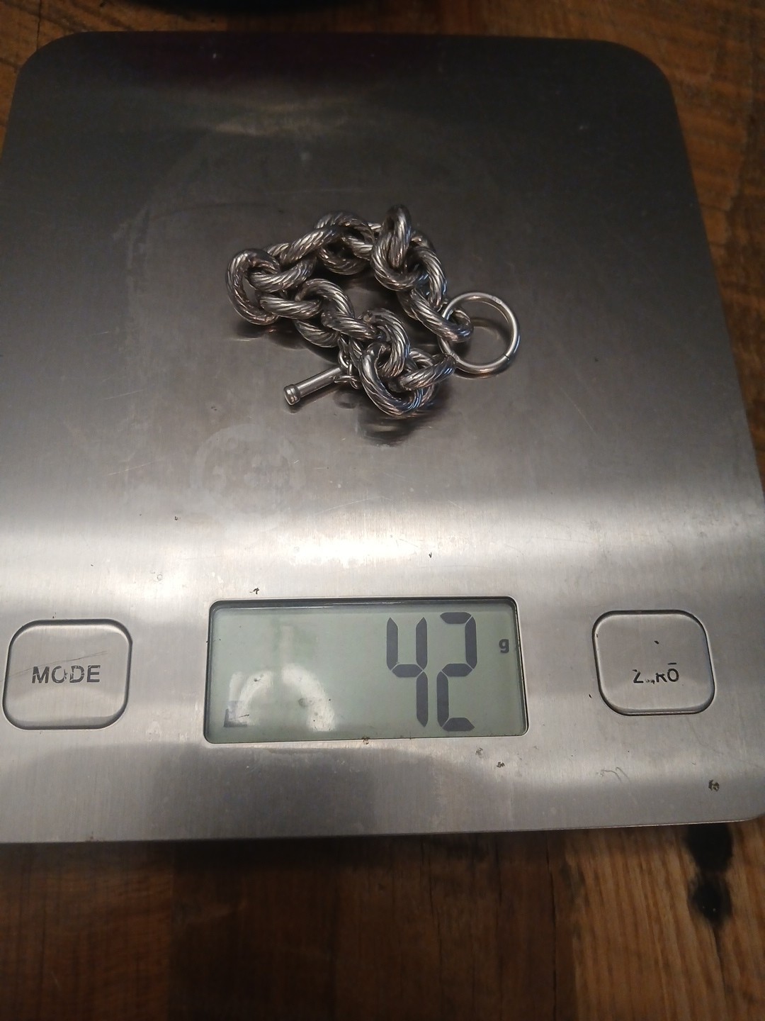 Solid Sterling Silver Toggle Clasp Bracelet 42 Gr… - image 3