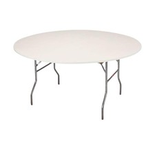 Kwik-Covers 60" Round Fitted Plastic Table Covers, Bundle of 5 White White