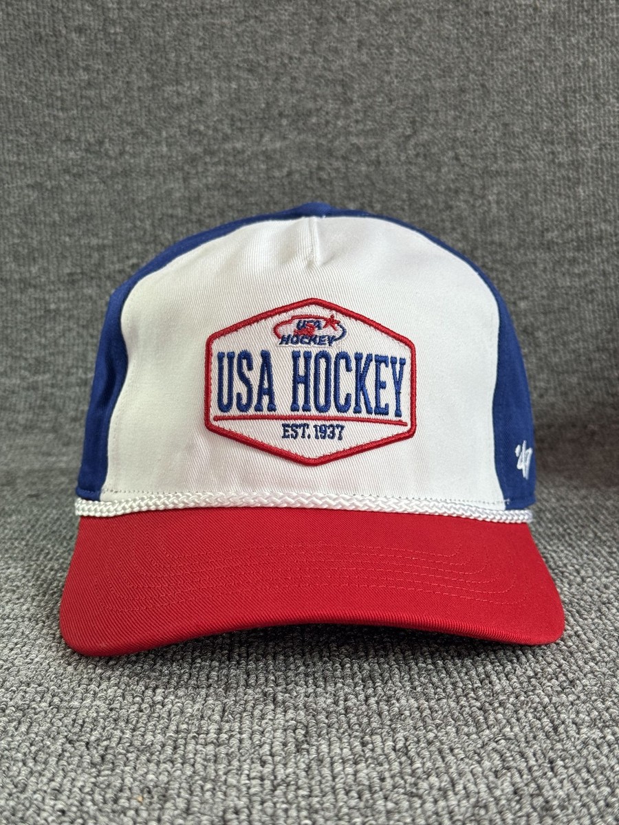 '47 Brand USA Hockey Snapback Hat Red White Blue Embroidered Cap