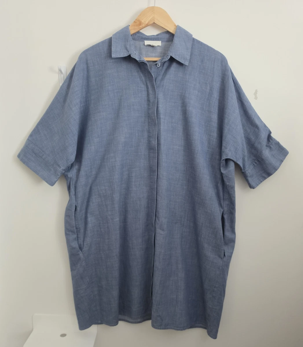 cos boxy shirt dress SHORT-SLEEVED LINEN SHIRT DRESS