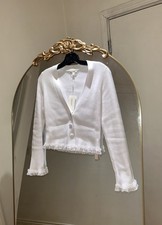 For Love  Lemons Women's White Cardigan Lace Ruffle Trim NEW With Tag Size M