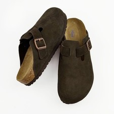 Birkenstock Boston Soft Footbed Suede Leather Mocha Clog Unisex Shoes New