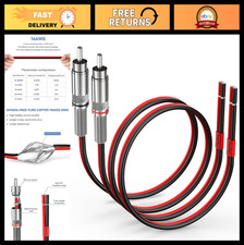 RCA Plug to Speaker Wire Adapter 15Ft, 14AWG Pure Copper Cable for Subwoofer
