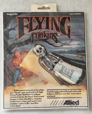 Vintage 1990 NOS Flying Funkins 4' Skeleton FH934 Halloween retro yard decor
