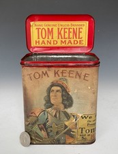 Antique Tom Keene 5c Cigar Stamped Tobacco Tin Store Display Advertising Humidor
