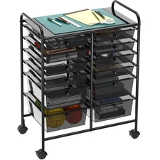 Utility Cart with 12 Drawers Rolling Storage Art Craft Organizer, Black