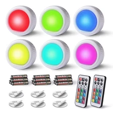 Tap Light, Push Light, LED Puck Lights with 12 RGB Colors, Wireless Touch Lig...