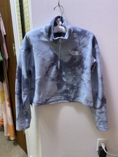 The North Face Glacier 1/4 zip Cropped Fleece Tie Dye Blue Medium