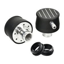 Aluminum Black Ball Milled 1-1/4" Hole Valve Cover & Breather w/ Grommets
