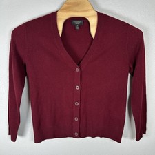Charter Club Luxury Cashmere Cardigan Sweater Womens Medium Maroon Lightweight