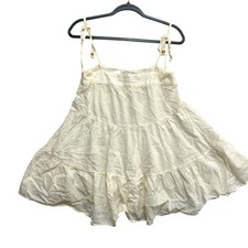 Abercrombie Fitch Babydoll Tank Women S Cream Tiered Tie Strap Dobby Y2K