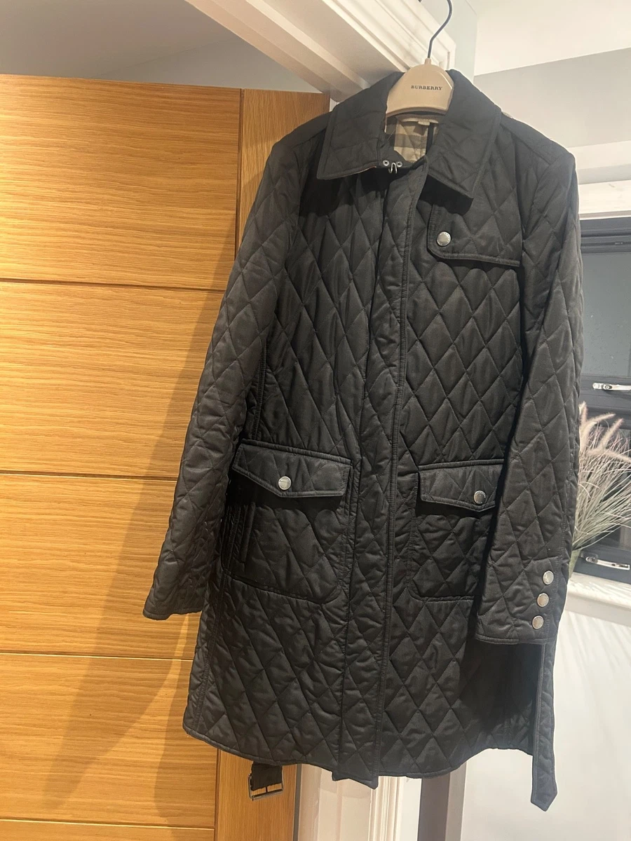 Abrigo acolchado Burberry Brit negro largo con diamantes - apenas usado