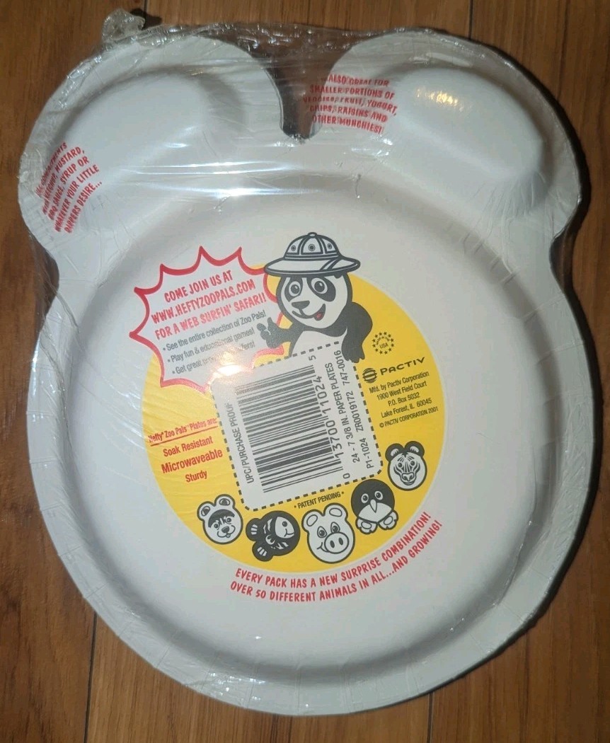 Original 2001 Hefty Zoo Pals Kids Paper Plates Vintage Assorted 24