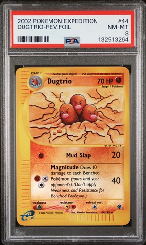 2002 POKEMON EXPEDITION #44 DUGTRIO-REVERSE FOIL PSA 8