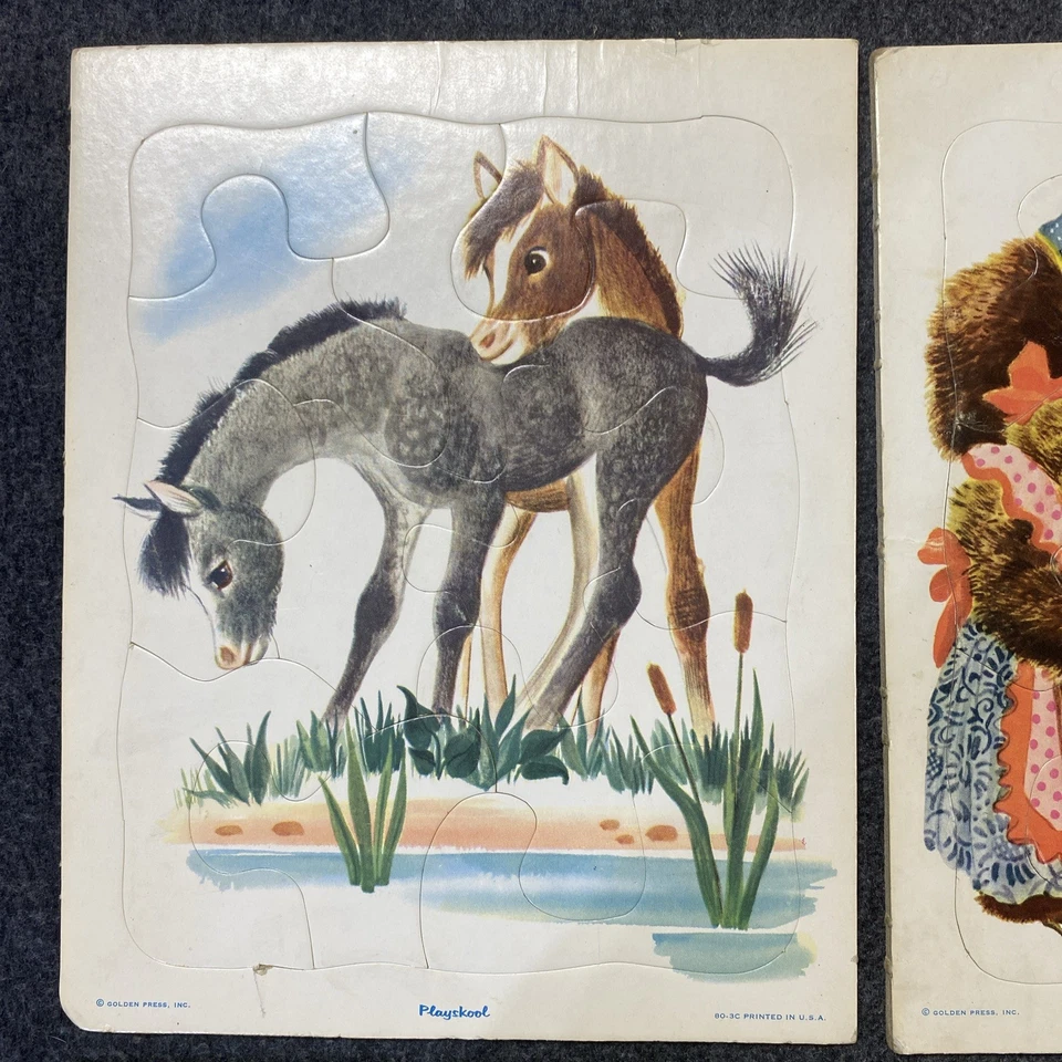 Vintage 1950 Playskool Golden Press Inc Puzzle Lot Of 8 Printed In The USA - Image 2 of 4