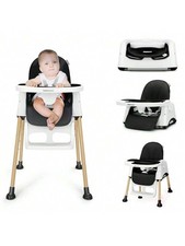Thisconvertible highchair fortoddlers features a footrest and a double-layertray