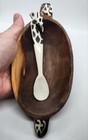 Kenyan hand-carved 4.25x3 Inches Rustic Giraffe Wood Bowl & Bone Spoon   — photo 2