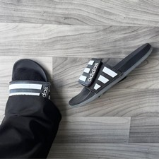Adidas Adilette Comfort Slides Sandals Black/White Size 10