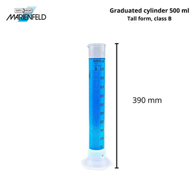 Marienfeld Superior Graduated Cylinder 10ml-1000ml, Soda Lime Glass, Class B.