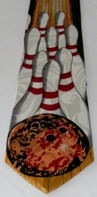 Bowling Game Mens Necktie Sports Neck Tie Bowl Ball Pin Novelty Bowler Gift