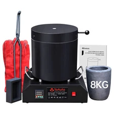 TOAUTO 1800W Electric Aluminum Melting Furnace 8KG Crucible Casting Ingot Mold