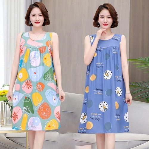 Women Home Wear Nightgown Sleeveless Sleepwear Floral Nightdress Casual Pajamas - Picture 2 of 22
