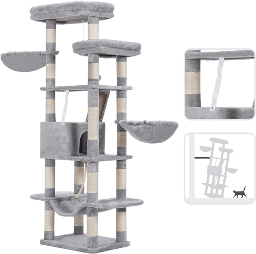 Cat Tree for Large Cats,68 Inch Multi-Level Cat Tower for Indoor Cats,2 Widened - Picture 5 of 12