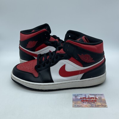 Size Jordan Mid Bred Toe Black Red White Leather (554724-079) 