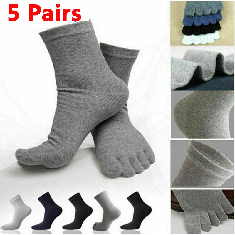 5 PARES DE CALCETINES PARA CORRER DE CINCO DEDOS SUAVES Y TRANSPIRABLES CON PUNTERA DE ALGODÓN PARA HOMBRE ✔