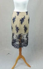 True Decadence Organza Pencil Skirt Nude / Navy Size 10 Uk Rrp £45 CR018 CC 18