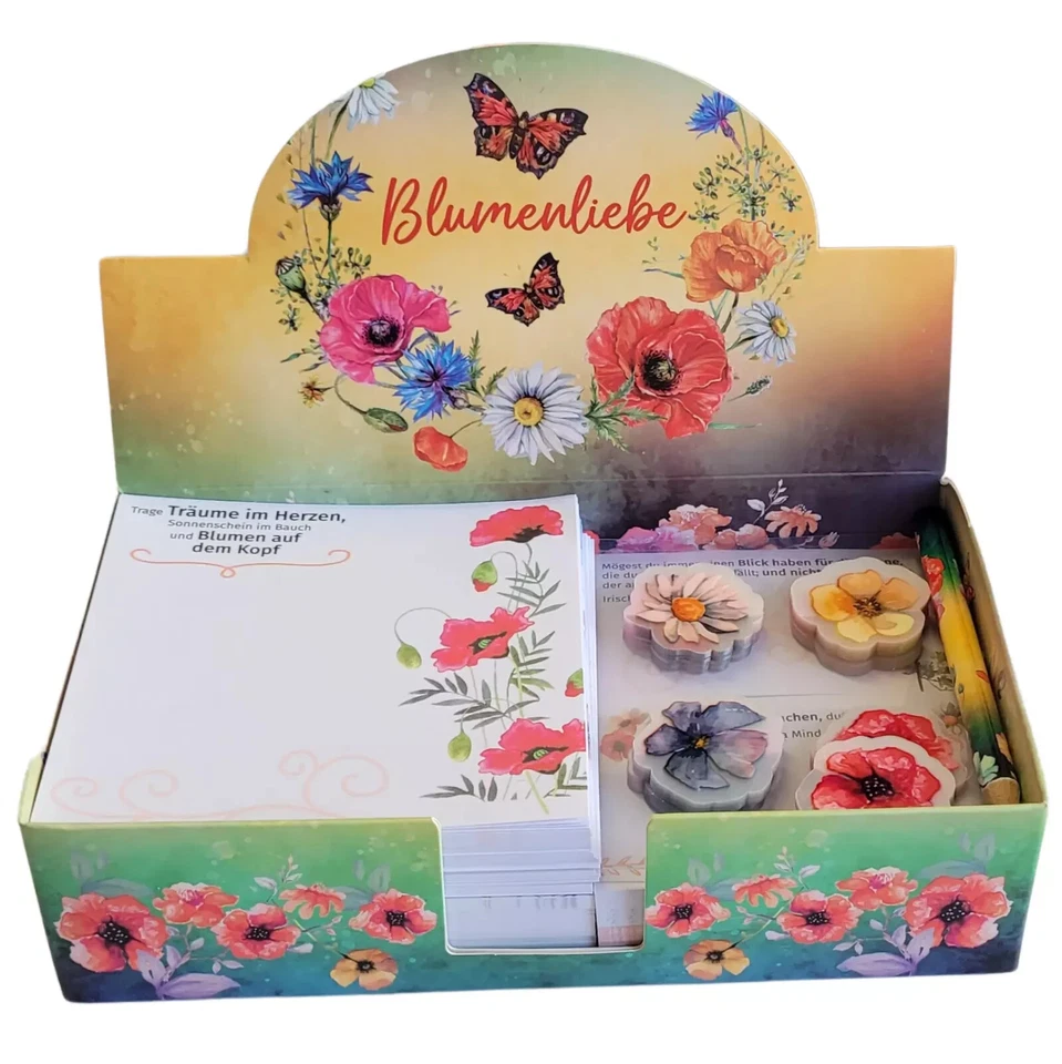 Zettelbox "Blumenliebe" – Notizblätter mit floralen Designs inkl. Bleistift - Bild 2 von 2
