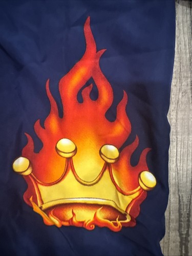 Vintage Y2K JNCO Youth Button Down Small 8 Flaming Crown Blue Short Sleeve Shirt - Picture 2 of 5