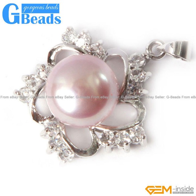 Fashion Jewelry Gold Plated Frame With Rhinestone Crystal Pearl Pendant 10-11mm