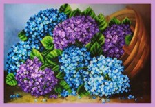 Bead embroidery kit Hydrangeas in a basket hand embroidery needlework kit