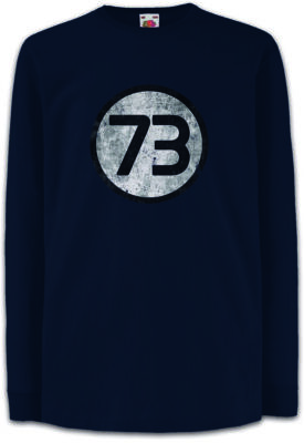 BLACK NUMBER 73 THE BIG BANG LOGO Kinder Langarm T-Shirt Sheldon Nummer Zahl
