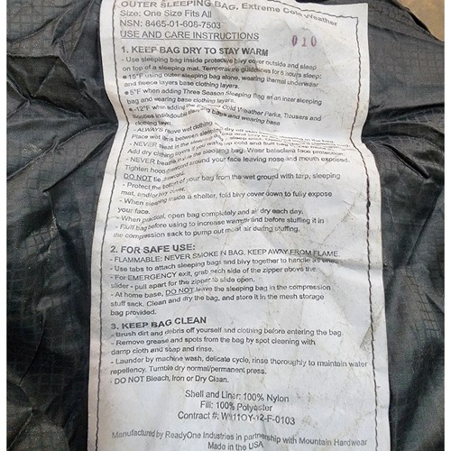 Used Serviceable Black USMC Extreme Cold Weather Sleeping Bag *mocinc.1982* - Picture 4 of 7
