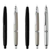 NEW VER. MAJOHN A1 Press Metal Fountain Pen Grid Striped Retractable EF ink Pen