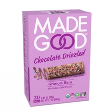 MadeGood Birthday Cake Drizzled Bars – 0.85 oz. Each, 20 Pack – Festive & Nutrit