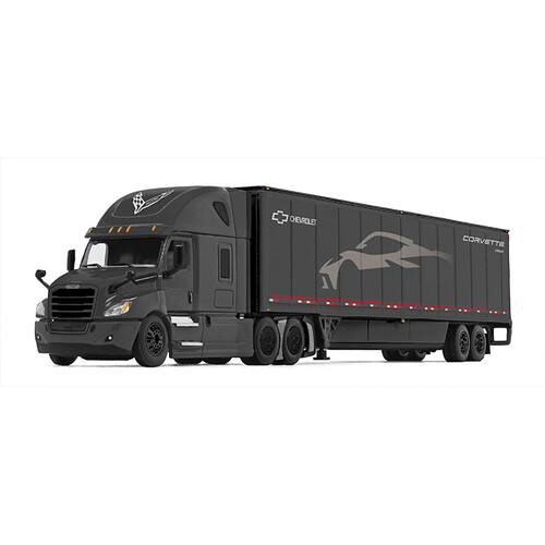 1/64 DCP C8 CORVETTE FREIGHTLINER CASCADIA W/ WABASH