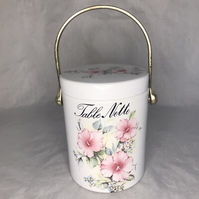 Vtg Ceramic Jar Container w/ Lid Tabletop Waste Bin ''Table Nette'' French Country